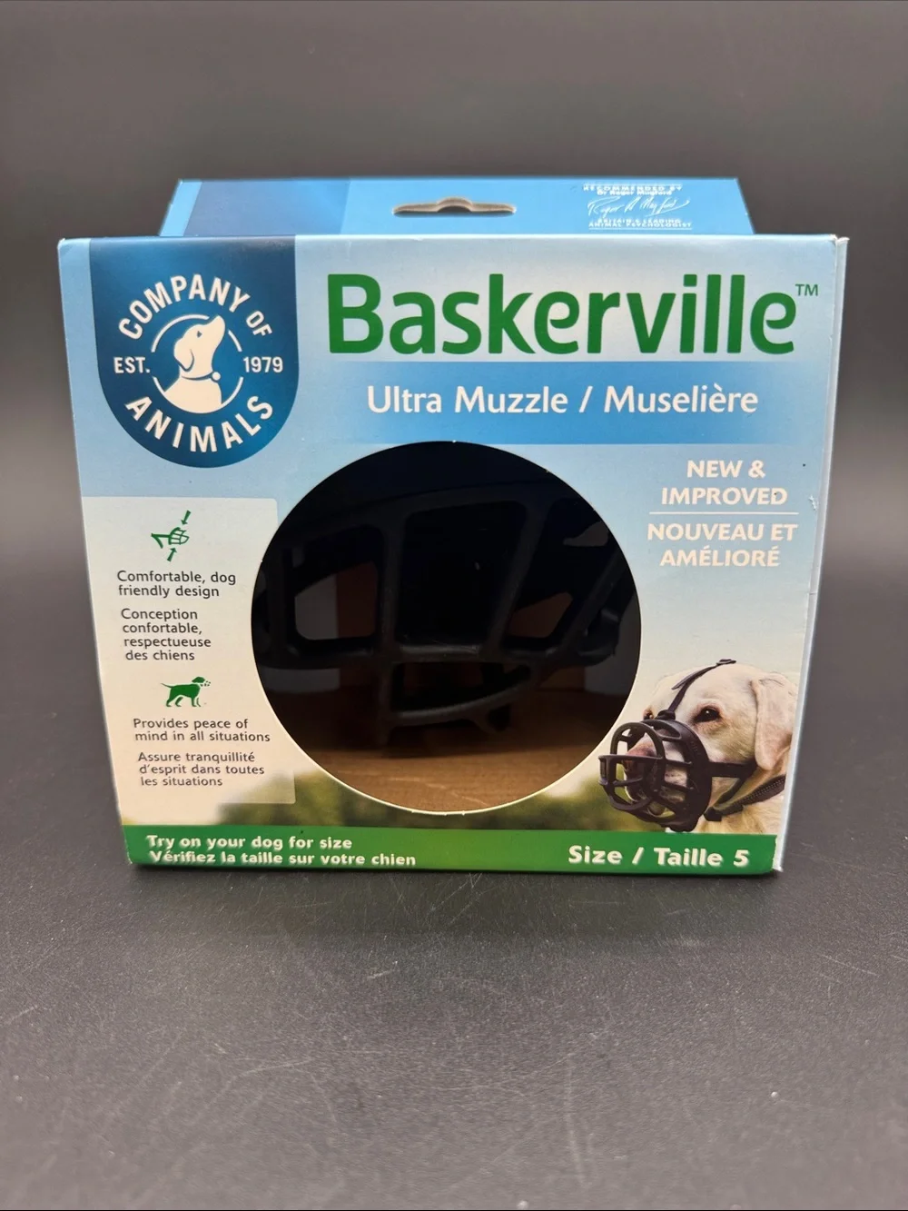 Baskerville Ultra Dog Muzzle Black Comfortable Basket Design Size 5 EUC